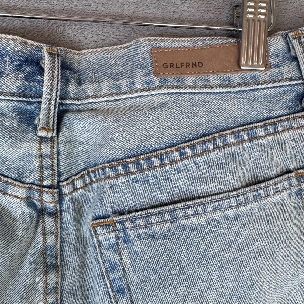 GRLFRND Beverly High Rise Long Bermuda Shorts 100% Cotton Denim